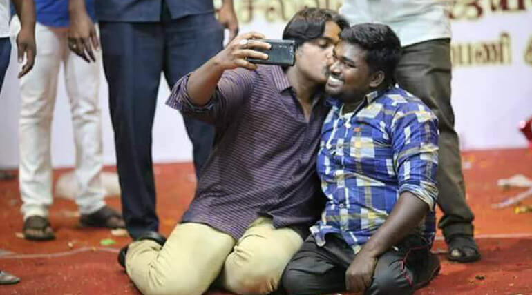 Vijay Sethupathi Kisses Fans While Taking Selfie
