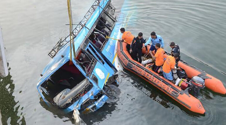 36 Lost Their Lives After A Bus Dived In To A Canal From Bridge