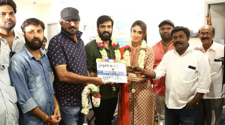 Santhanam successful horror comedy Dhilluku Dhuddu sequel started with pooja today at Hyderabad, photo credit: Santhanam @iamsanthanam (twitter)